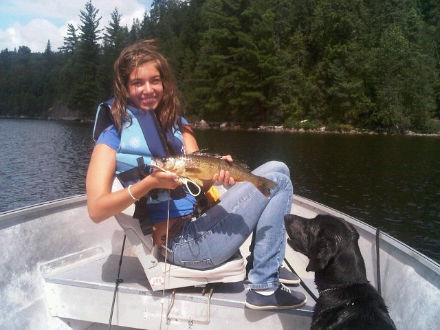 IMG00709-20110803-1459.jpg - Alaina, age 16 with a walleye from La Reserve Beauchene, Quebec