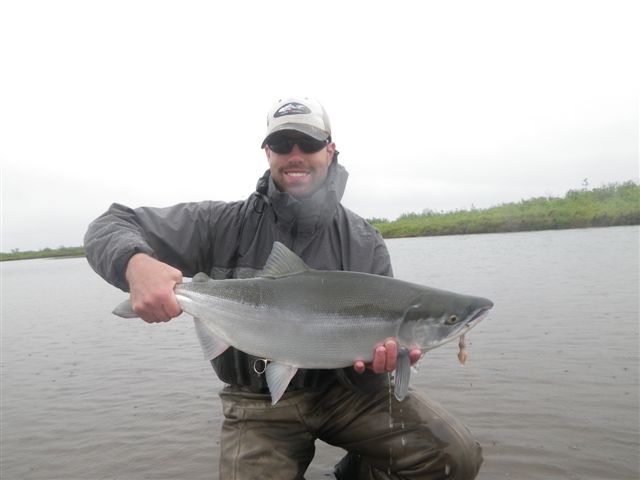 IMGP1294.JPG - Brian holding a Sockeye Salmon from Alaska.