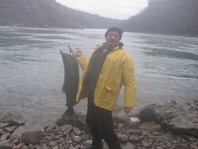 IMG_0197.JPG - Buddy with a Salmon from the Niagara River at the Whirlpool.