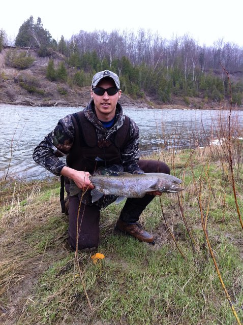 IMG_0354.jpg - Chris and nice steelhead from the Saugeen River near Southampton this spring.