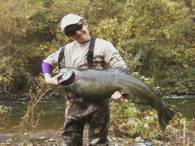 photo324235.JPG - Anthony with a King Salmon from Burt Dam - Lake Ontario, NY State.