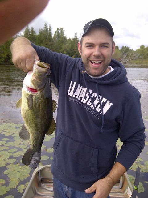IMG-20120915-00092.jpg - Nick's first Largemouth bass on his new St. Croix Legend Extreme.