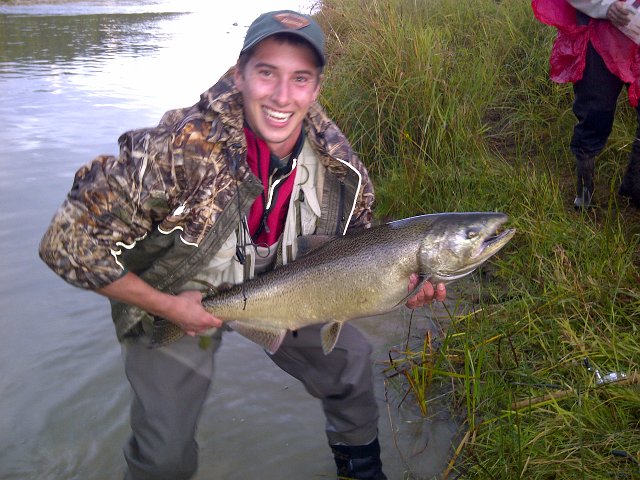 IMG-20120922-00198.jpg - Jacob caught the Chinook Salmon with a 101/2 rod using 6lb clear blue florescent - All with lures!