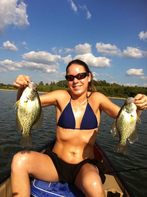 amy_235423523.JPG - Amy caught this pair of Crappie on the Guelph Lake while using a HJ11 Rapala Husky Jerk