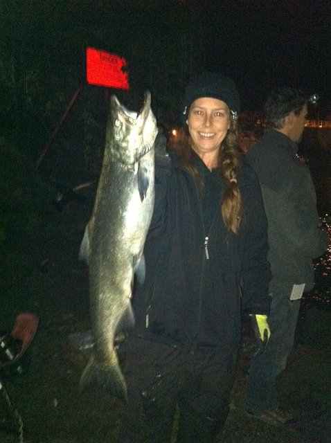 mel_345235235235235.jpeg - Mel's Chinook Salmon caught at Port Dalhousie with a glow spoon.