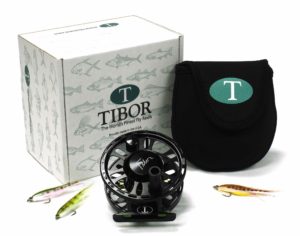 A Tibor Signature 5/6 Black Fly Reel c/w Lime Green Drag Housing.